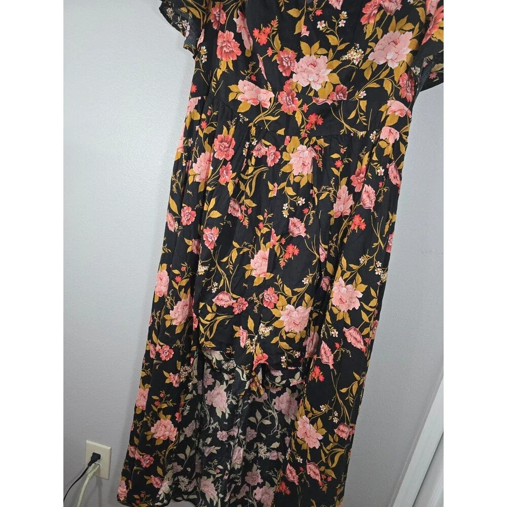 Torrid Walk Through Dress Romper Women Plus Size 20 Black Peach Floral V Neck BK - Picture 4 of 12